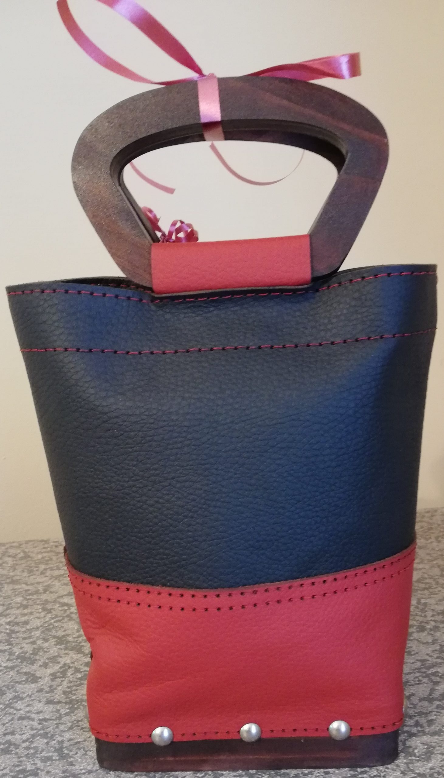 red and black handbag